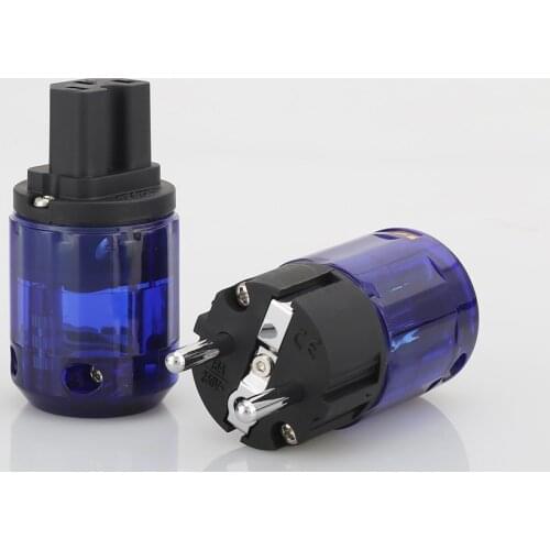 1pair X Hifi audio Rhodium plated P-037E +C-037 Schuko Eu AC power plugs extension adapter