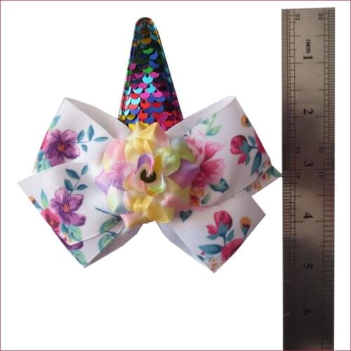 100 BLESSING Girl 4.5" Angel Wing Hair Bow Clip Flower Unicorn Pony Hairbow