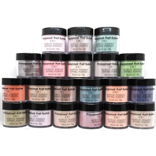 20bottles/lot Dip Powder Glitter Kit Main-EMA 2in1 Acrylic 30g/1OZ Shining DIY Nails Manicure Flashing Dipping Powder Set #FOZ89