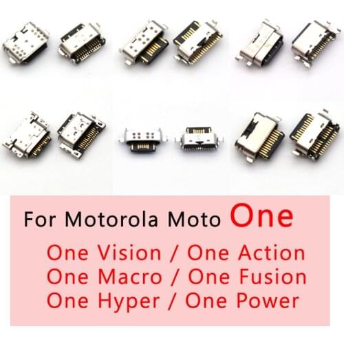 5pcs USB Dock Connector For Motorola Moto One Vision / One Action Macro Fusion Hyper Power Plus Charging Port Micro Socket