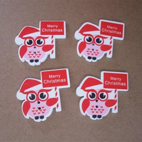50 units / lot Chirstmas hat owl wooden sewing buttons children christmas clothing buttons DIY ornament making 35 * 38MM