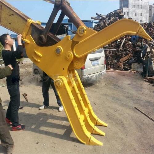 6-8/10-12 tons mechanical wood clamp,excavatormechanical grasping device,suitable for handling of scrap metal,stones,wood etc