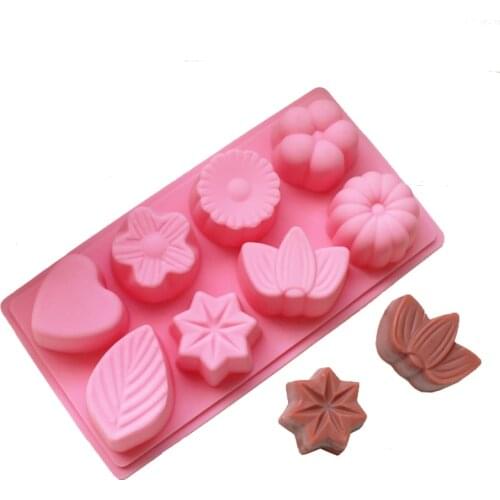8 Holes Flower Leaves Heart Silicone Cake Mold Soap Moon Cake Molds Silicone Jelly Pudding Moulds Cake Decorating Tools