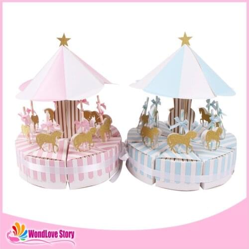 8pcs/set Carousel Paper Gift Box Wedding Favors and Gifts Party Baby Shower Candy Box Birthday Party Decorations Kids