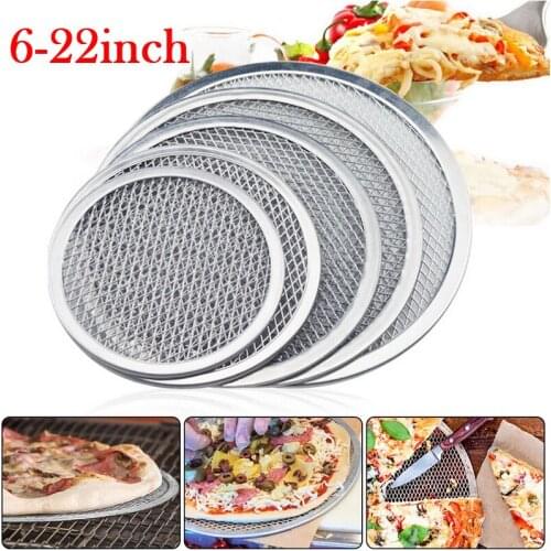 Non stick Pizza Screen Pan Baking Tray Metal Net New Seamless Aluminum Metal Net Bakeware Kitchen Tools Pizza 6-22inch