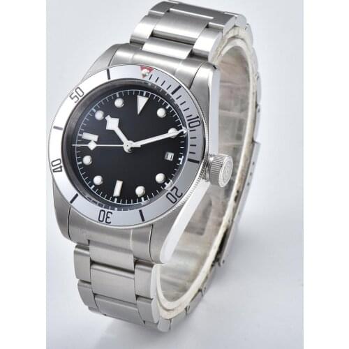 Watch automatic 41mm movement mechanical mineral glass steel shell bracelet aluminum frame sterile dial mens drawing DT06