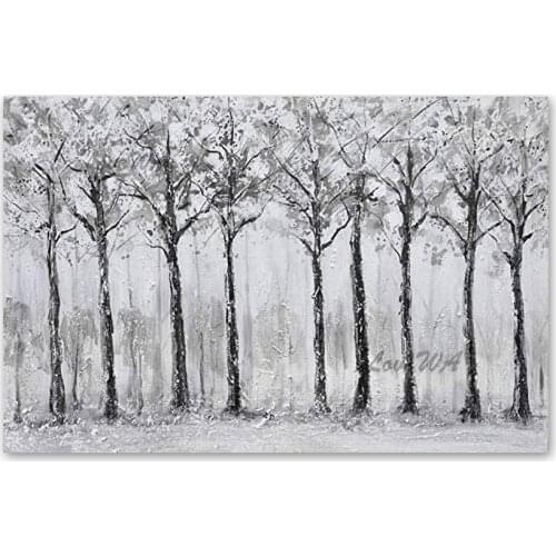 Birch Trees Forest Landscape Oil Painting Hand-painted Palette Knife Textured Wall Art On Canvas Wall Paintings Artwork No Frame