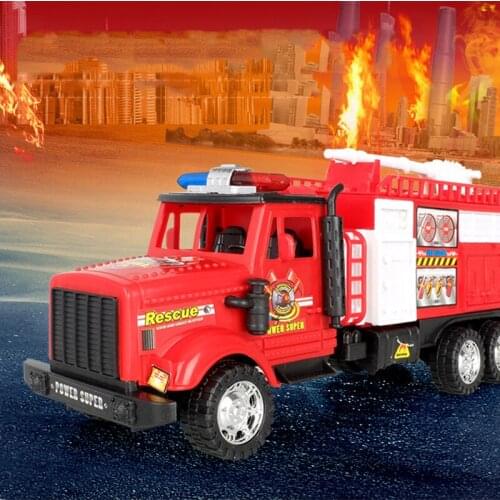 Large Cartoon Inertia Fire Truck Simulation Toy Car Engineering Car Children Model Toy Car Decoration Children Birthday Gift