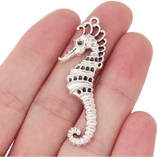20 x Large Tibetan Silver Sea Horse Hippocampus Seahorse Charms Pendants for Necklace Jewelry Making 52x17mm