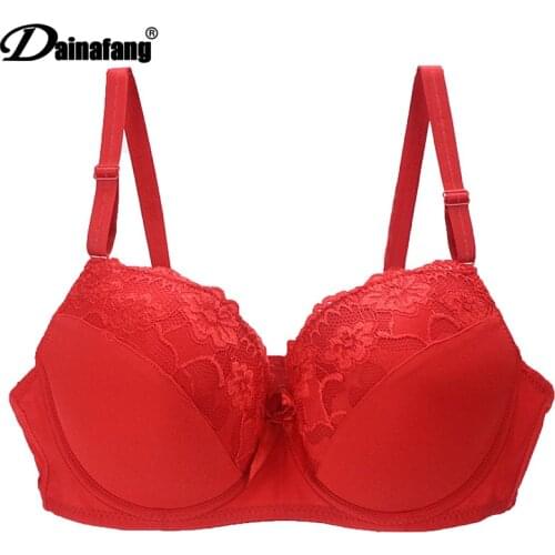 Hot Full Cup Bras Plus Size Big Underwear Wireless Adjustable Lace Womens Bra Breast Lining BCDE Cup Large Lingerie