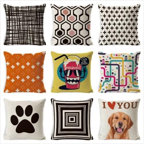 Nordic Style Geometry Cushion Cover Animal Bear Dog Cushion Case Car Seat Sofa Home Decorative Throw Pillowcase 45*45cm Cojines
