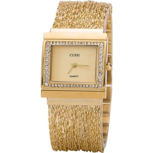 CUSSI 2018 New Rectangle Womens Watches Luxury Rhinestone Ladies Bracelet Watches Fashion Quartz Wristwatches relogio feminino