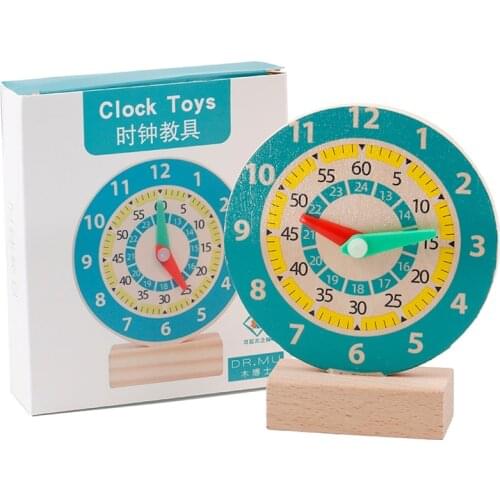 Kids Montessori Wooden Clock Toys Time Learning Teaching Aids Educational Toys For Children Primary School Clever Board Toys