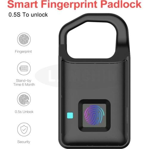 Electronic Fingerprint Lock USB Rechargeable Smart Keyless Anti-Theft Padlock Suitcase Door Lock Burglar Alarm Smart Padlock