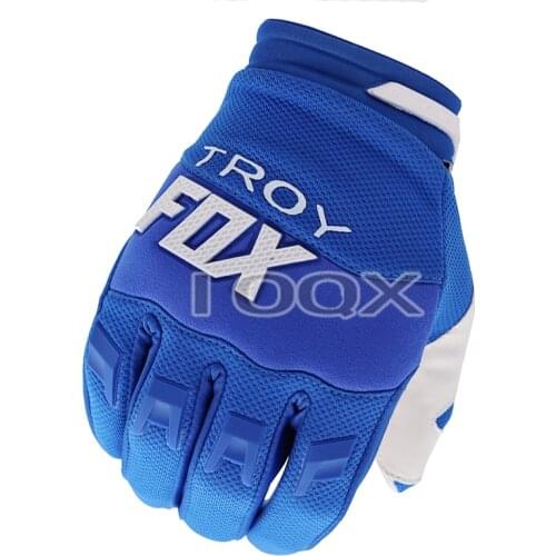 Blue Troy Fox MX ATV Racing Air Mesh Gloves Motocross Dirt Bike Cycling BMX MTB Off Road Sports Glove