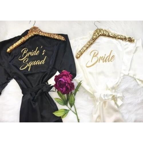 Personalize Bride Squad wedding mother of the bride groom satin pajamas robes,bride Bachelorette kimonos gowns gifts