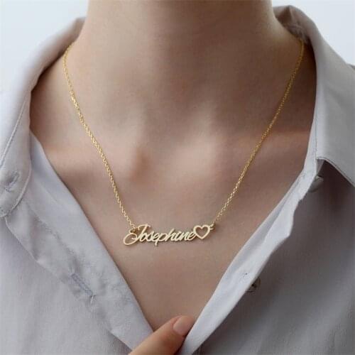 Personalized Name Necklace Women and Girl Long Chain Custom Fashion Jewelry Cute Heart Charm Necklace Birthday Gift