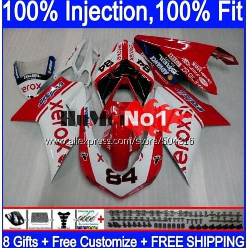 Injection For DUCATI 848 1098 1198 S R 07 08 09 2010 2011 2012 119MC.25 848S 1198S 2007 2008 2009 10 11 12 Fairing white red hot