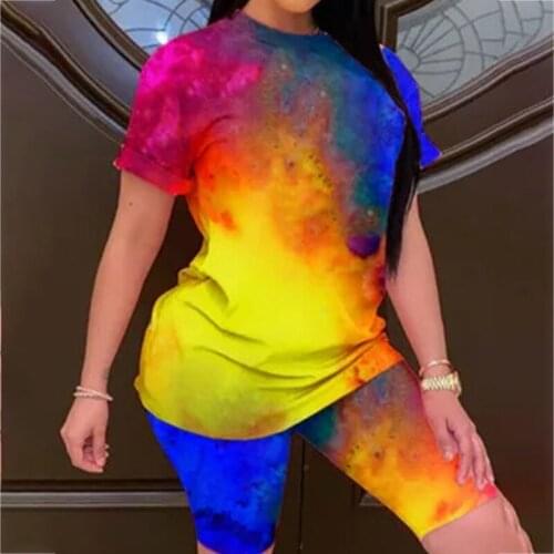 Summer Y2K Clothes Two Pieces Women Sets Short Sleeve T-shirt and Shorts Streetwear Harajuku Loose 2 Pcs Sweatsuits Sports