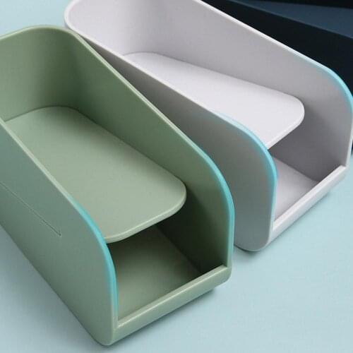 Magnetic Double Layer Desktop Storage Box Pen Stationery Case Holder Organizer