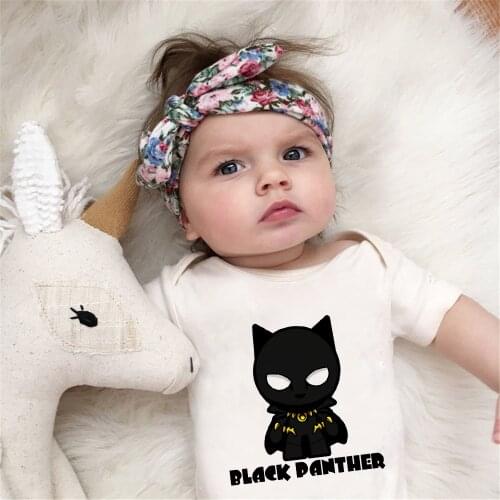 0-24M Baby Clothes Summer Short Sleeve Black Pather Marvel Superhero Super Baby Boys Girls Rompers Infant Bodysuit Jumpsuits