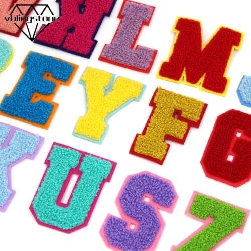 1Pcs Chenille Letter Patches English Alphabet Towel Embroidery Patch For Kids Clothes Sew On Applique DIY Name Stripes Stickers