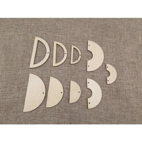 Unfinished Plywood Blank Geometric Half Circle Wooden Earring Pendant With Hole Jewelry Finding For DIY Project Making Kit