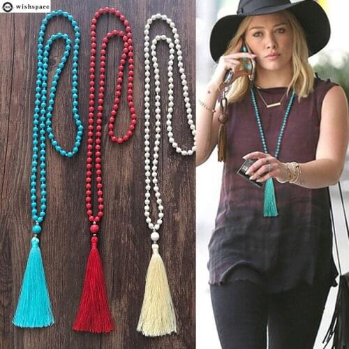 New Bohemia contracted joker silk long tassels accessories wholesale sweater chain necklace