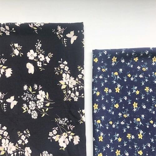 One meter High quality staple rayon fabric Floret printing tissu Top grade dress and robe customized fabrics