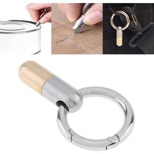 1pcs Stainless Steel Unboxing Cutter Sharp Capsule Keyring Tiny Cutting Tool Keychain Box Opener for Traving Hiking