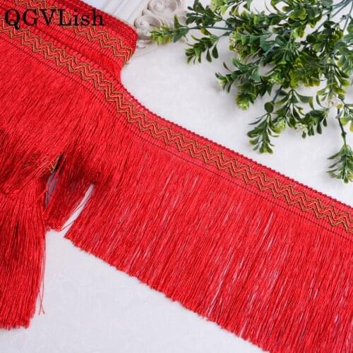QGVLish 12M/lot 15cm Wide Long Curtain Tassel Fringe Lace Trim DIY Sewing Sofa Stage Curtain Accessories Lace Ribbon Belts Trims
