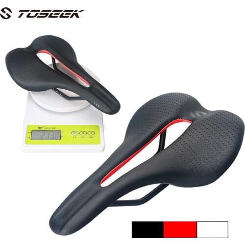 TOSEEK MTB Road Bicycle Saddle Cycling Seat Cushion superfine fiber Seat Breathable Soft Cushion Mountain Bike Racing Saddle