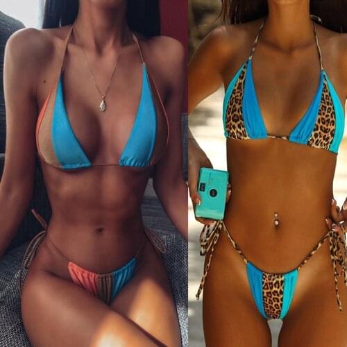 Sexy Women Bikini Two Pieces Patchwork Bikini Push-Up Padded Swimwear Swimsuit Beachwear Set Bikini spliced swimsuit for women