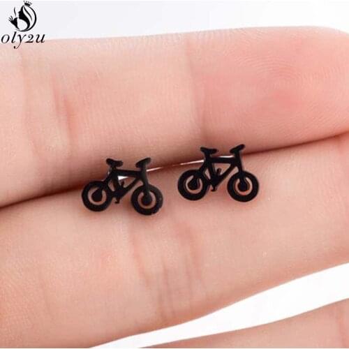 Punk Black Mini Bicycle Stud Earrings for Women Trendy Jewelry Simple Geometric Earings Men Biker Gift Bijoux Femme 2021