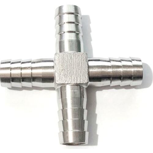 20mm Hose Barb 4 Way 304 Stainless Steel Cross Pipe Fitting Adapter Coupler Connector For Water Fuel Gas