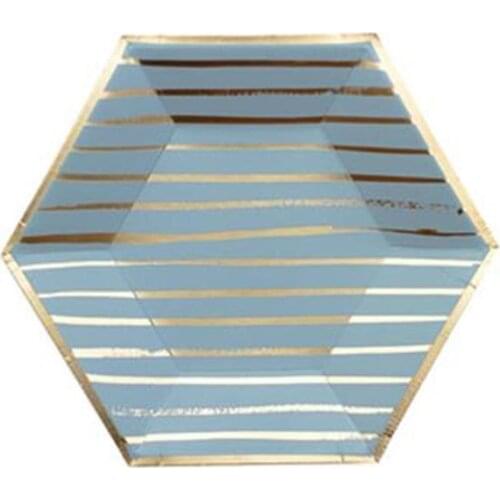 Gradient Blue Tableware Disposable Bronzing Paper Plate Cup Knife Fork Spoon Family Activities Arrangement Dessert Decoration