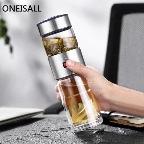 400ml Glass Water Bottle Loose Leaf Tea Strainer Tea Infuser Double Wall Glass Bottle Free Disassemble Thermos Kitchen Tools