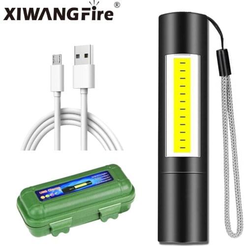 USB Rechargable Mini LED Flashlight 3 Lighting Modes Waterproof Torch Telescopic Zoom Stylish Portable Suit Night Lighting