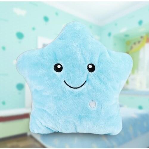 Glowing Plush Cushion Pillow Cotton Stuffed Toy LED Light Up Five Stars Pillow Cushion Light Up Toy Gift For Children And Adults