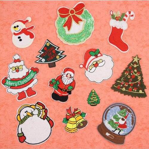 Embroidered Christmas Stocking Tree Patch Clothes Stickers Bag Sew Iron On Applique DIY Apparel Sewing Clothing Accessories BU38