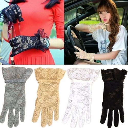 Womens Sexy Dressy Lace Gloves Sunscreen Short Gloves Fingerless Lace Driving Gloves Spring And Summer Mittens Accessories