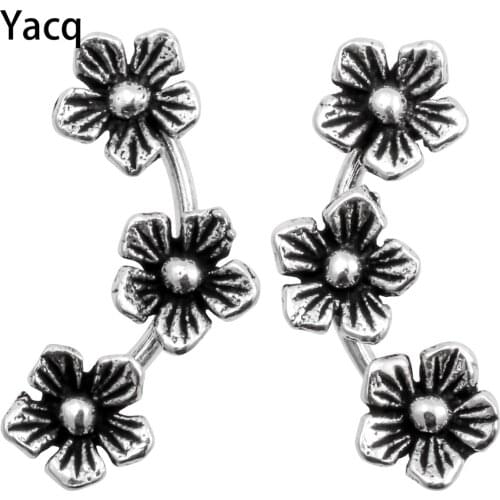 Yacq Flower Stud Earrings 925 Sterling Silver Fine Jewelry Birthday Mothers Day Gift Women Girls Mom Fashion Dropshipping CE135