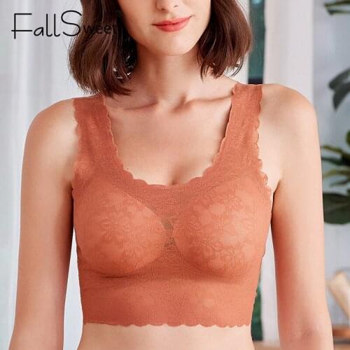FallSweet Wireless Bras for Women Lace Seamless Underwear Vest Active Bra M to XXL