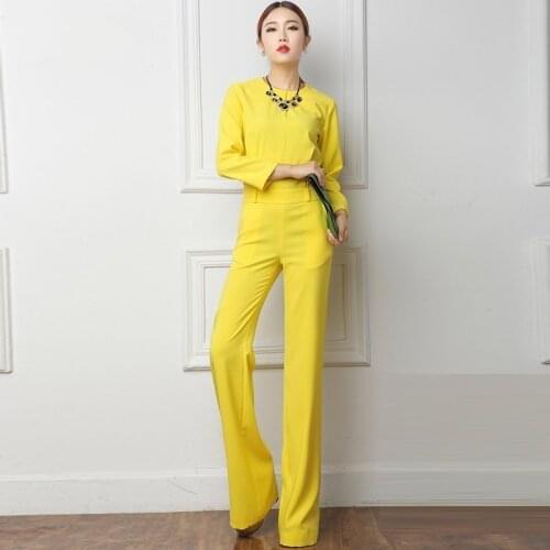 Large Size 3XL Summer Jumpsuits 2018 One Piece Pants Lapel Elegant Salopette Yellow Long Trousers Women Jumpsuits