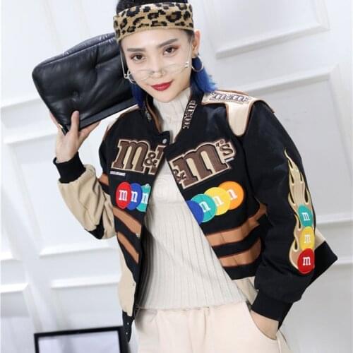 2019 New Patchwork Color Block Pullover Jacket Fashion Tracksuit Casual Coat Women Hip Hop Streetwear Add Cotton Short Paragraph