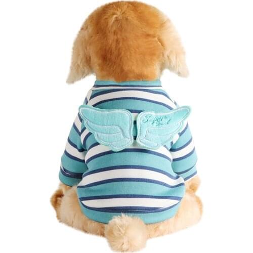 Winter Puppy Sweaters Pet Dog Hoodies Clothes For Small Large French Bulldog Stripe Coat with Wing Puppy Kitten Clothes