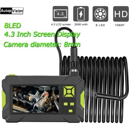 10M Camera Endoscope Inspection telescope USB charger black cable 4.3inch 8mm camera lens with Accessories Hook Magnet Mirror