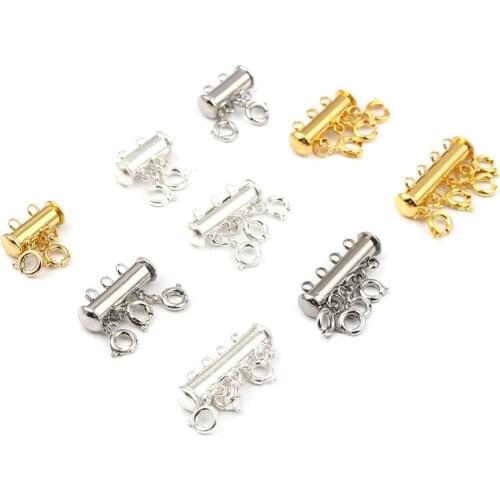3 PCs 2/3/4 Hole Handmade Magnetic Connectors Gold Color/Silver Color Copper Spring Buckle Earrings Necklace DIY Making Findings