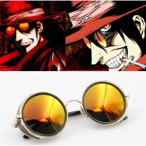 Anime HELLSING Alucard cosplay prop Vampire Hunter Glasses Orange Sunglasses for Men Women Vampire Hunter Cosplay Prop halloween