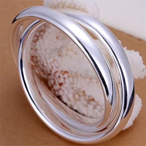 B150 Fashion Silver Color Charm Bangle Cuff Bracelet Bangles For Women Jewelry Gift Bangles Double Big Ring Bracelets /ambajdia